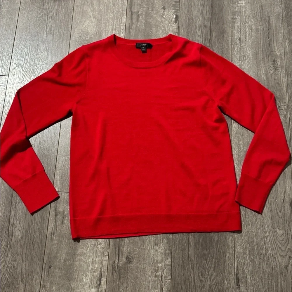J.Crew Red Margot Crewneck Sweater 100% merino wool M